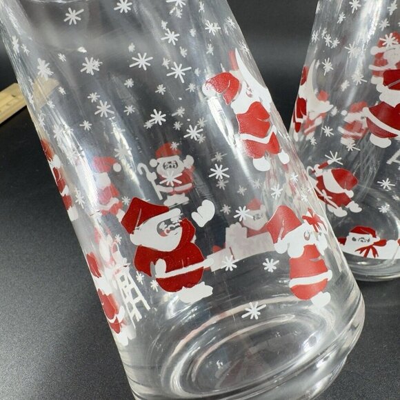 Vintage Crisa Clearly Santa Claus Snowflakes Drinkware Tumbler Set 2 Glassware - Picture 8 of 10